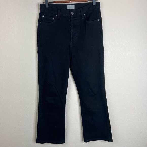 Boyish by Her Womens Brady Style Straight Jeans High Rise Button Fly Black Denim - Picture 1 of 11